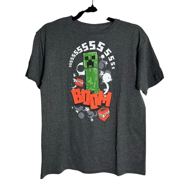 MINECRAFT Graphic Tee NEW Gray SS Cotton Blend Size Youth M - Picture 2 of 4